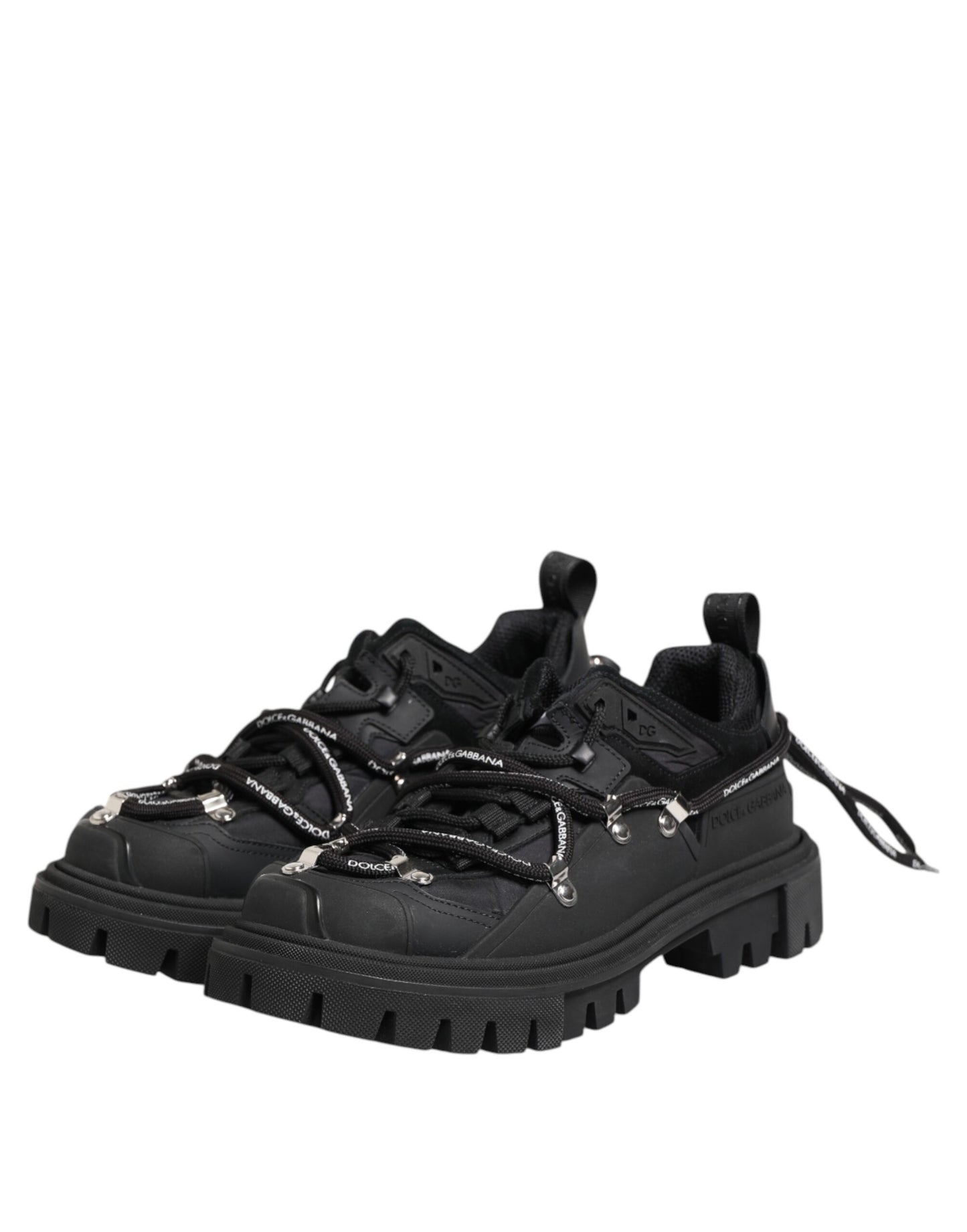 Dolce & Gabbana Black Low Top Lace Up Trekking Sneakers Shoes by Dolce & Gabbana