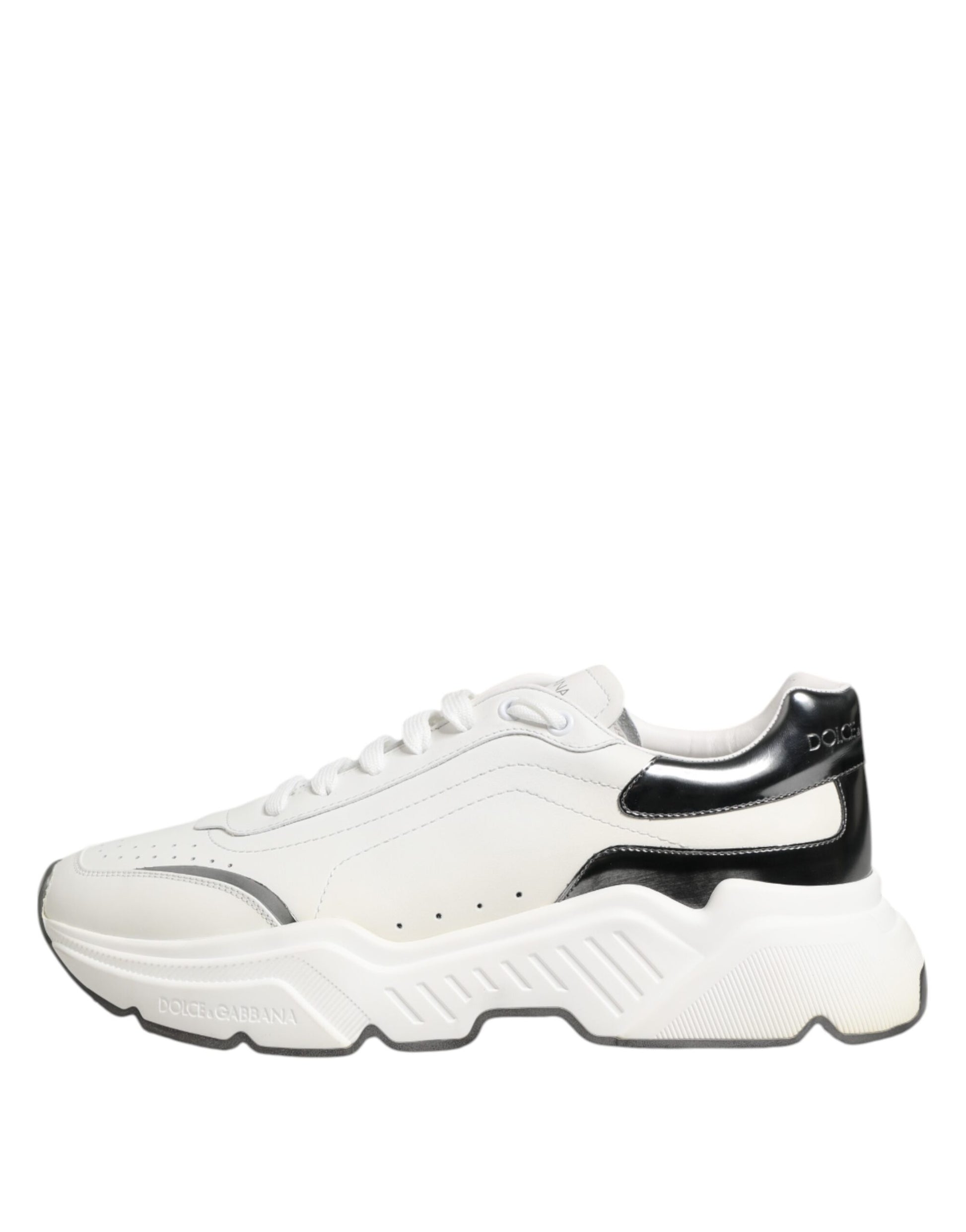 Dolce & Gabbana White Silver DAYMASTER Leather Sneakers Shoes by Dolce & Gabbana
