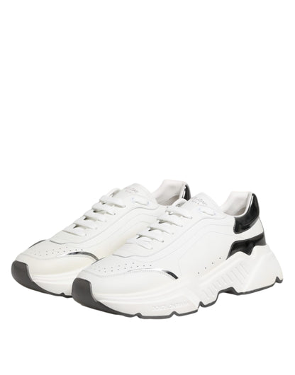 Dolce & Gabbana White Silver DAYMASTER Leather Sneakers Shoes by Dolce & Gabbana
