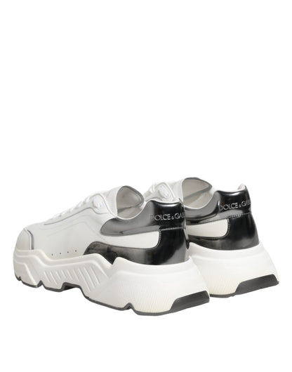Dolce & Gabbana White Silver DAYMASTER Leather Sneakers Shoes by Dolce & Gabbana