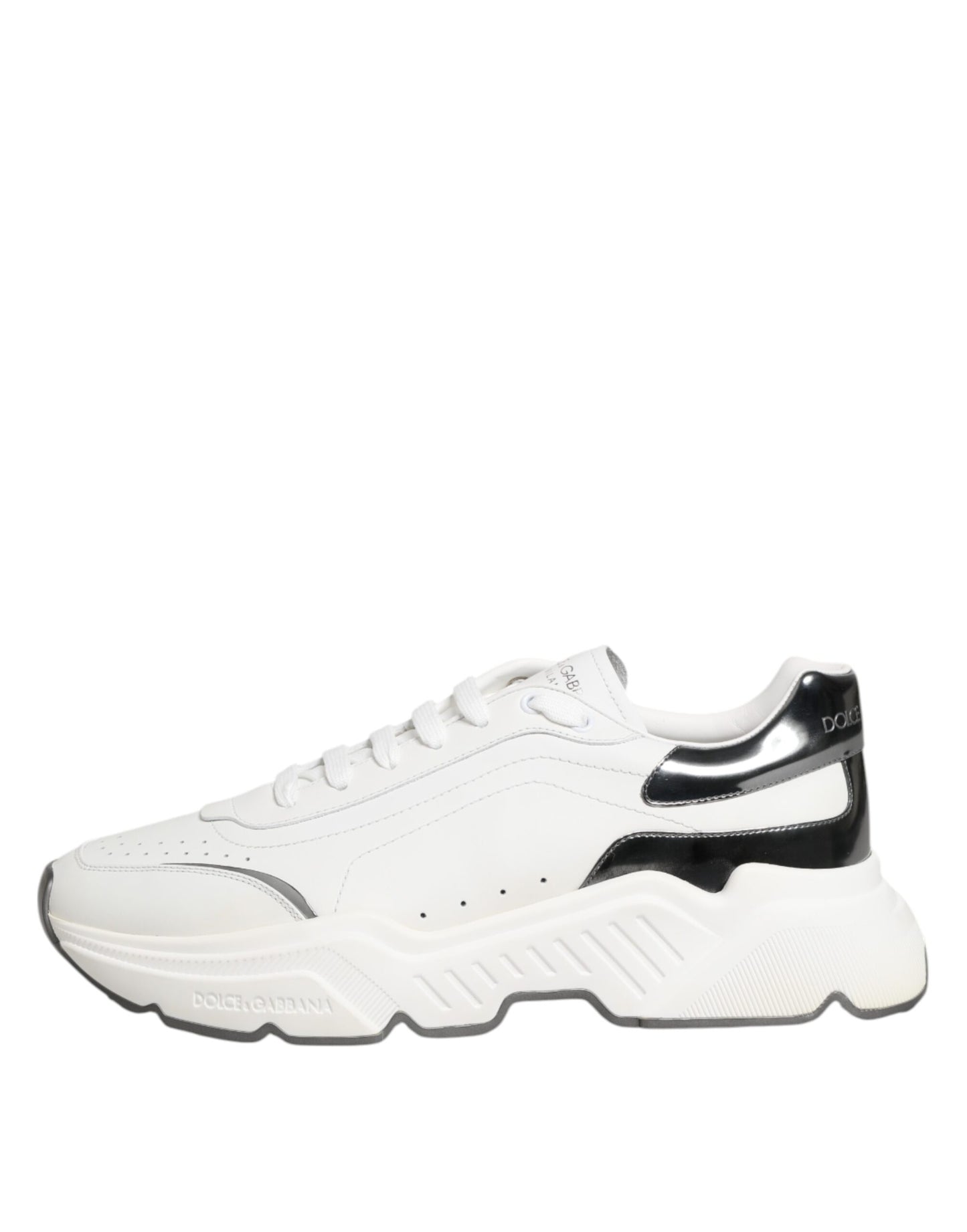 Dolce & Gabbana White Silver DAYMASTER Leather Sneakers Shoes by Dolce & Gabbana