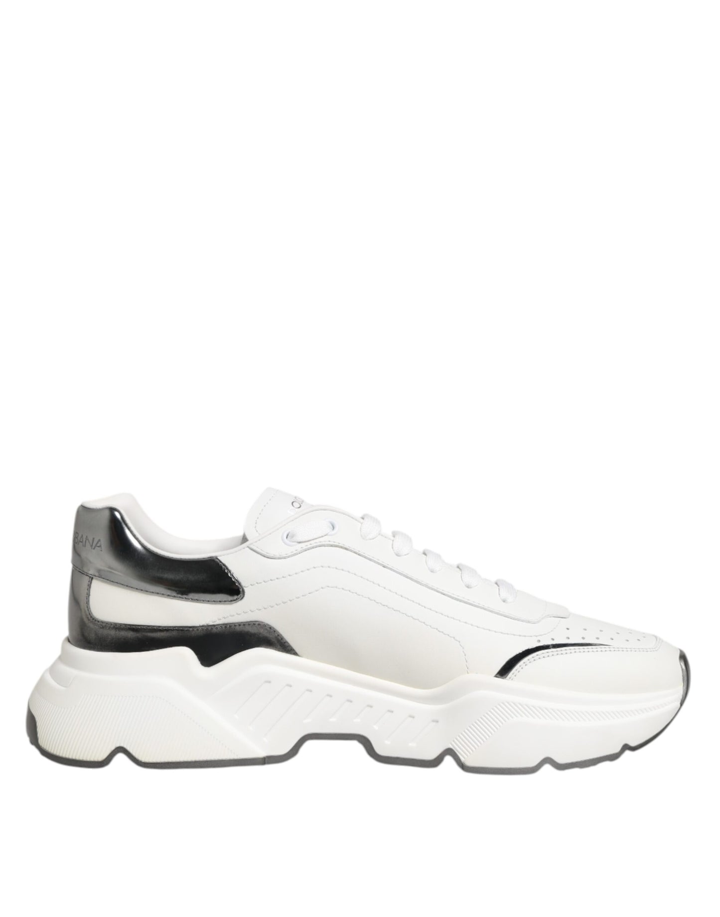 Dolce & Gabbana White Silver DAYMASTER Leather Sneakers Shoes by Dolce & Gabbana