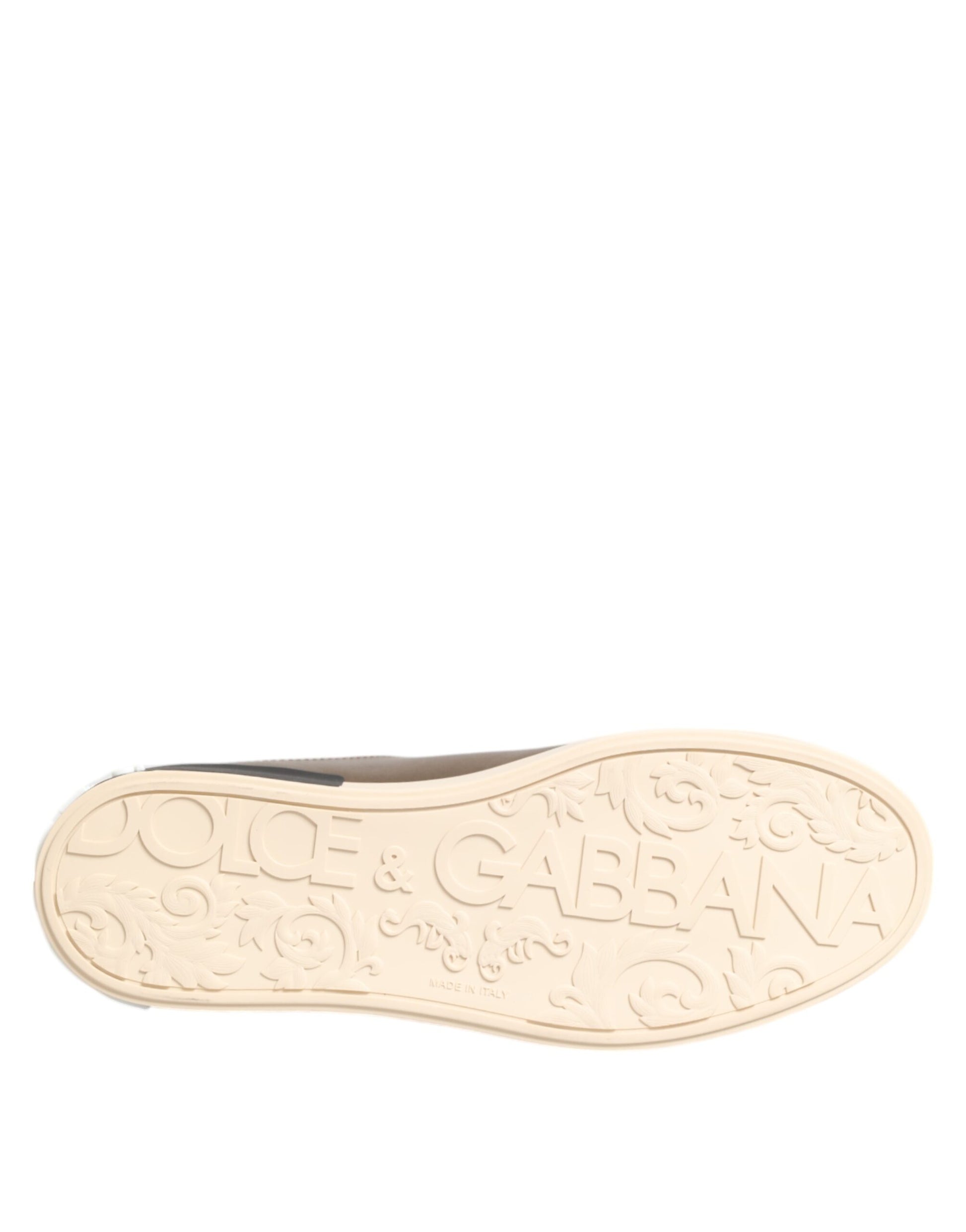 Dolce & Gabbana Gold Portofino Leather Low Top Sneakers Shoes by Dolce & Gabbana