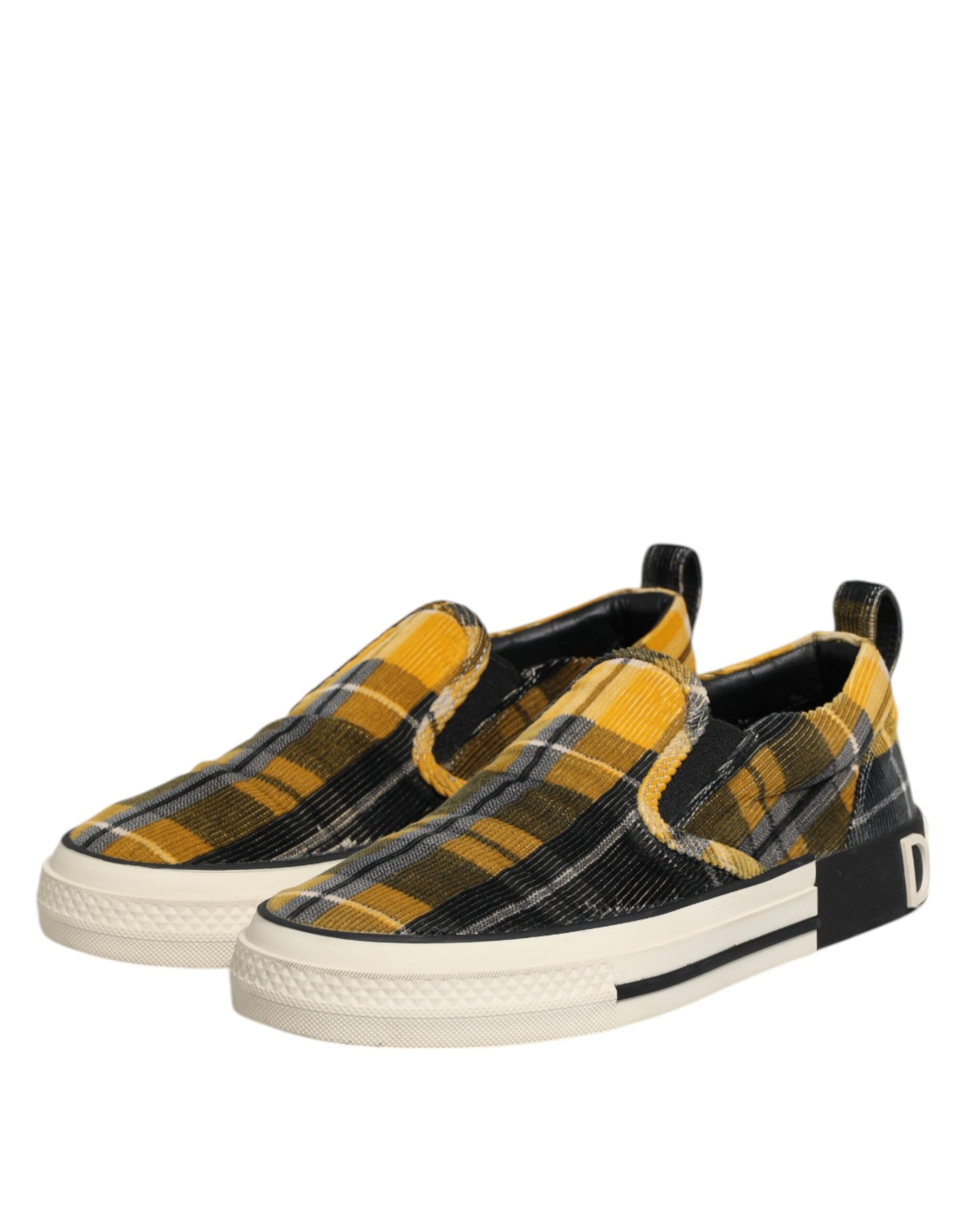 Dolce & Gabbana Multicolor Portofino Tartan Check Sneakers Shoes by Dolce & Gabbana