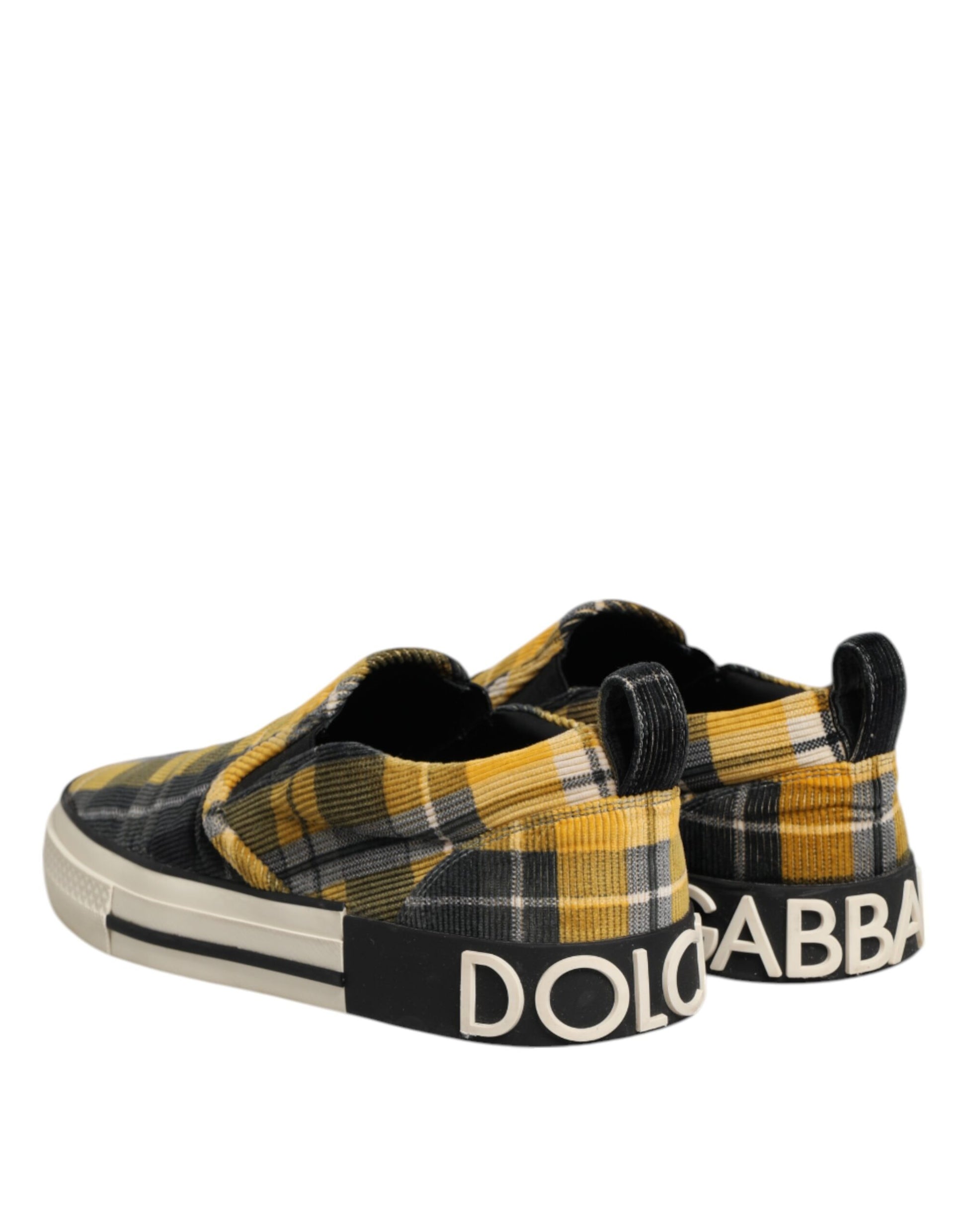 Dolce & Gabbana Multicolor Portofino Tartan Check Sneakers Shoes by Dolce & Gabbana