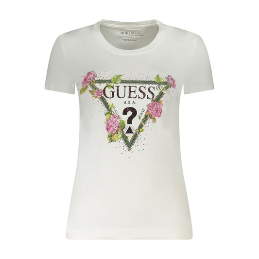 Guess Jeans White Cotton Tops &amp; T-Shirt