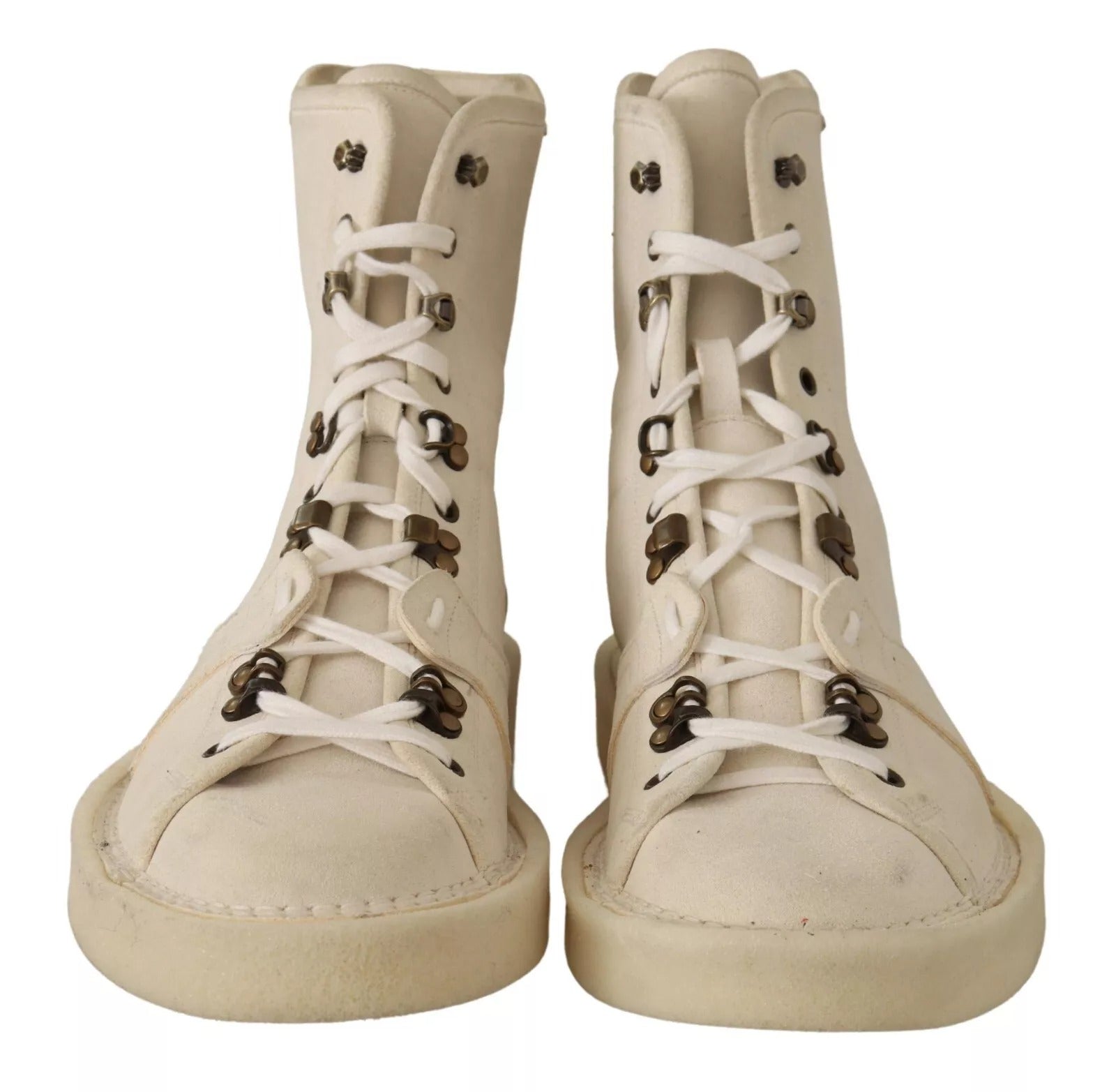 Dolce & Gabbana White Leather Lace Up Mens Boots by Dolce & Gabbana