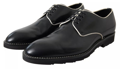 Dolce &amp; Gabbana Black White Leather Formal Dress Shoes