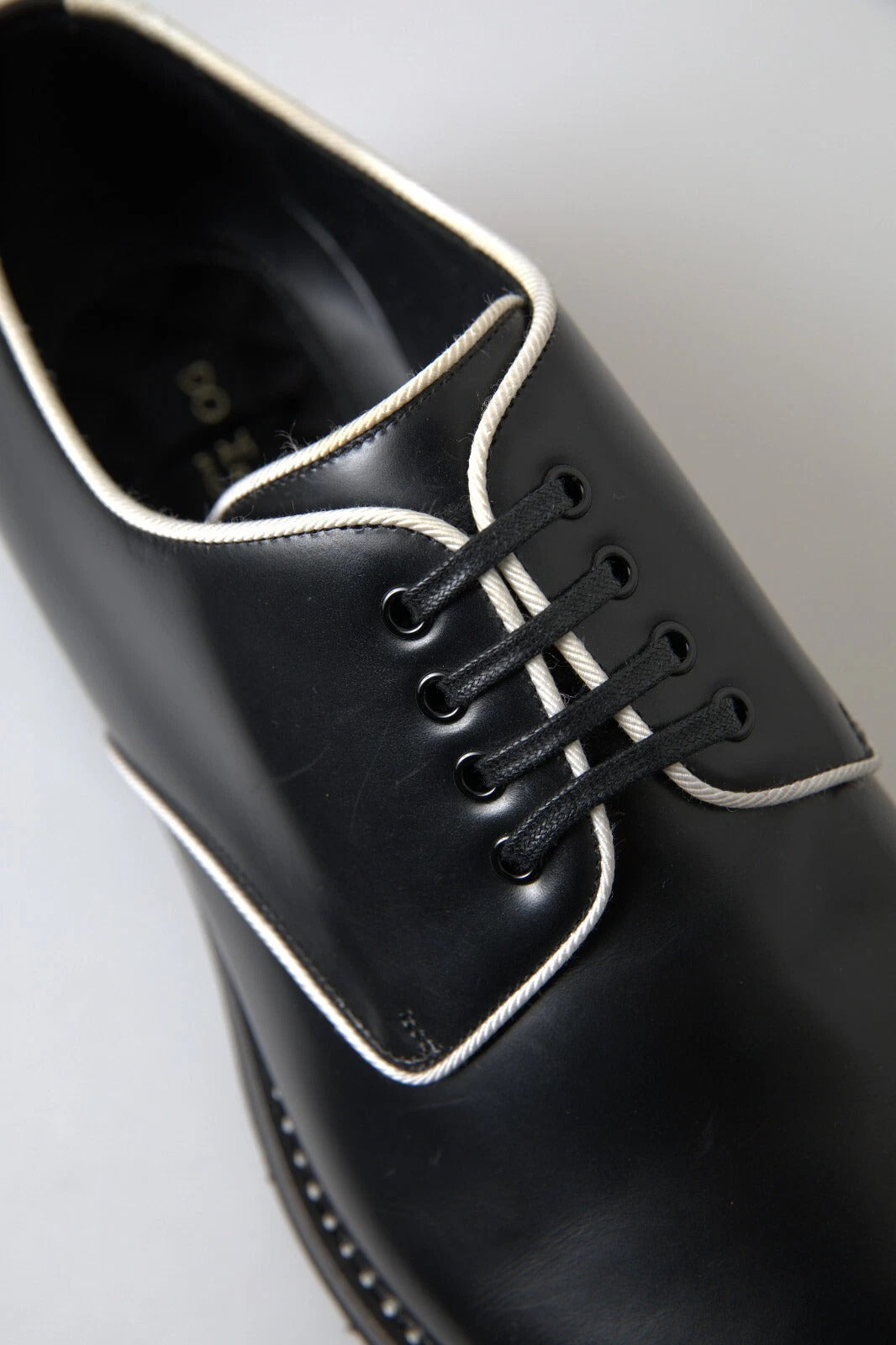 Dolce &amp; Gabbana Black White Leather Formal Dress Shoes