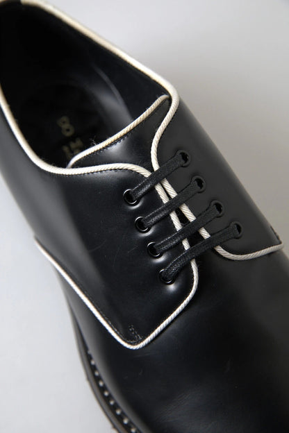 Dolce &amp; Gabbana Black White Leather Formal Dress Shoes