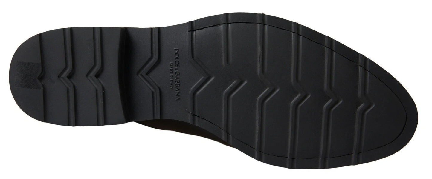 Dolce &amp; Gabbana Black White Leather Formal Dress Shoes