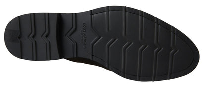 Dolce &amp; Gabbana Black White Leather Formal Dress Shoes