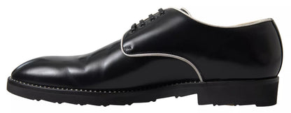 Dolce &amp; Gabbana Black White Leather Formal Dress Shoes