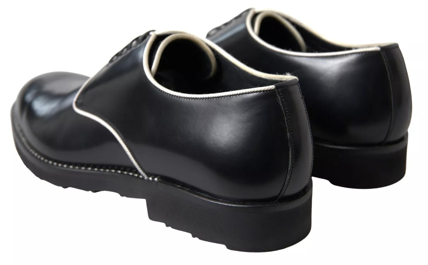Dolce &amp; Gabbana Black White Leather Formal Dress Shoes