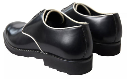 Dolce &amp; Gabbana Black White Leather Formal Dress Shoes