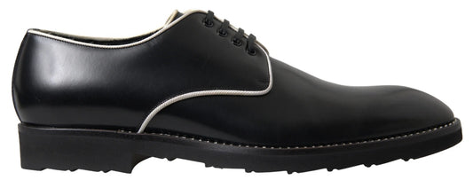 Dolce &amp; Gabbana Black White Leather Formal Dress Shoes
