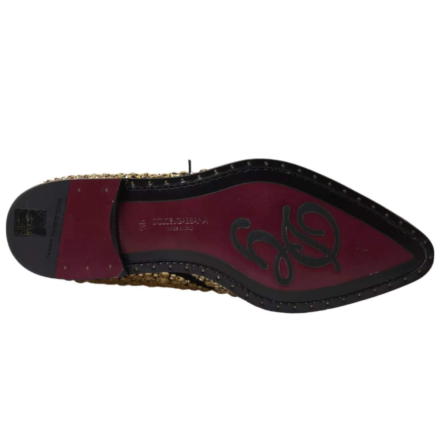 Dolce &amp; Gabbana Black Gold Embellished Derby Shoes