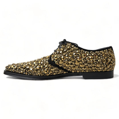 Dolce &amp; Gabbana Black Gold Embellished Derby Shoes