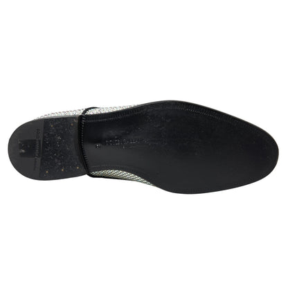 Dolce &amp; Gabbana Silver Leather Rhinestones Derby Shoes