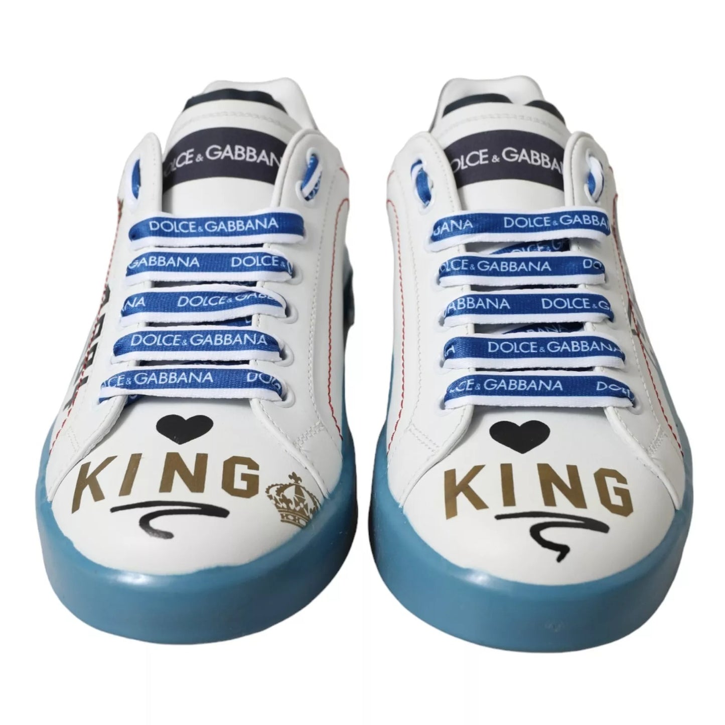 Dolce &amp; Gabbana Blue White Printed Portofino Melt Sneakers