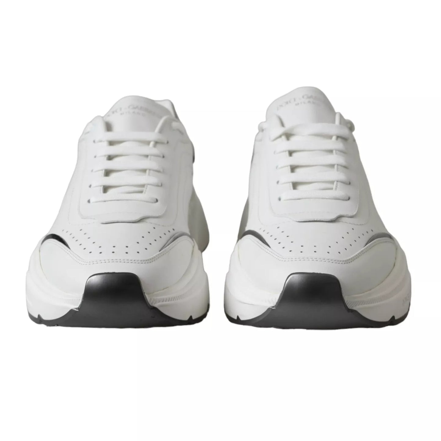 Dolce &amp; Gabbana White Silver Leather Sport DAYMASTER Sneakers