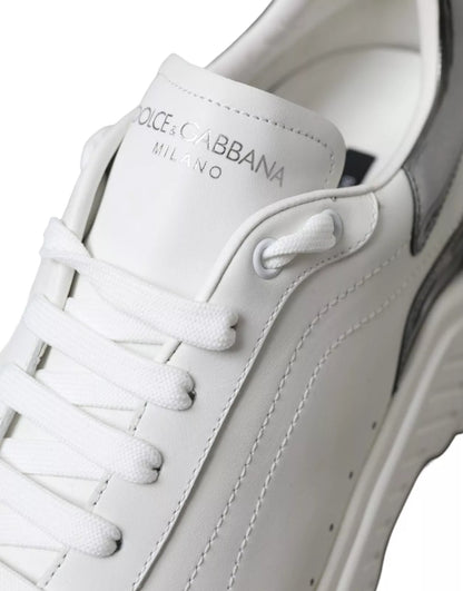 Dolce &amp; Gabbana White Silver Leather Sport DAYMASTER Sneakers