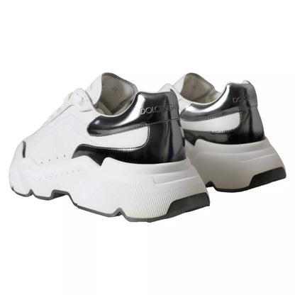 Dolce &amp; Gabbana White Silver Leather Sport DAYMASTER Sneakers