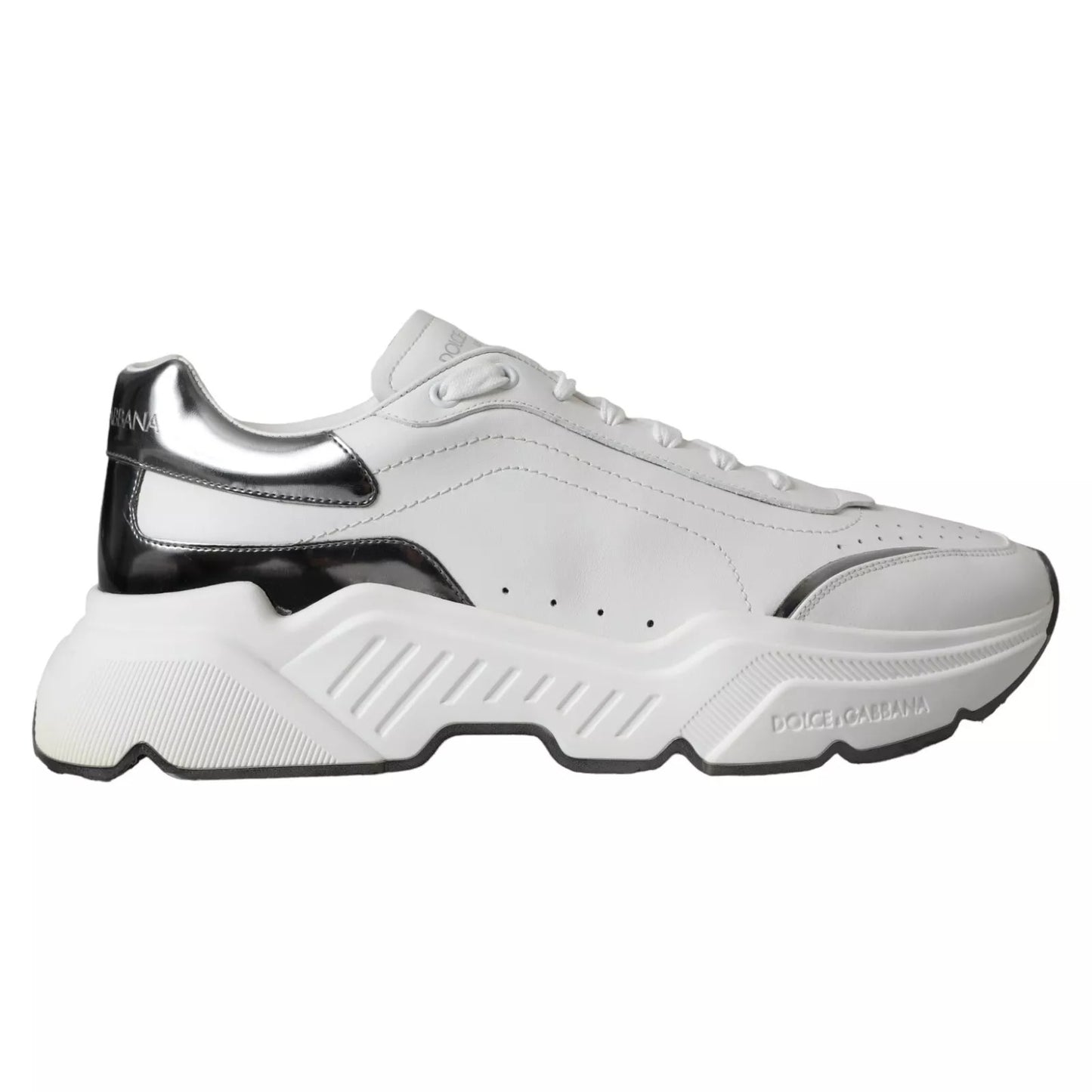 Dolce &amp; Gabbana White Silver Leather Sport DAYMASTER Sneakers
