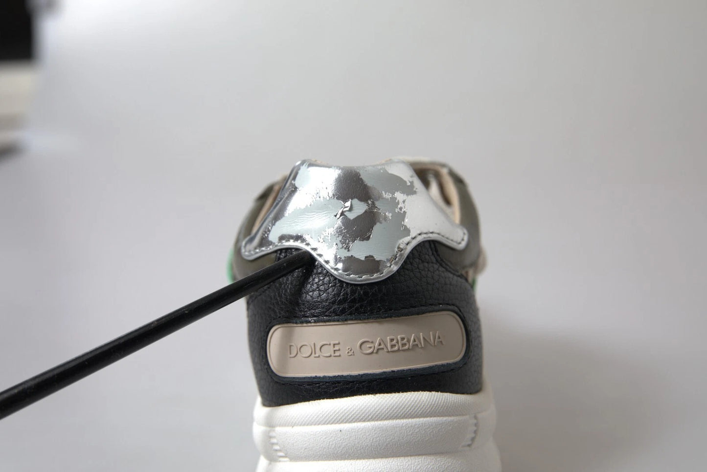 Dolce &amp; Gabbana White Silver Leather Sport DAYMASTER Sneakers
