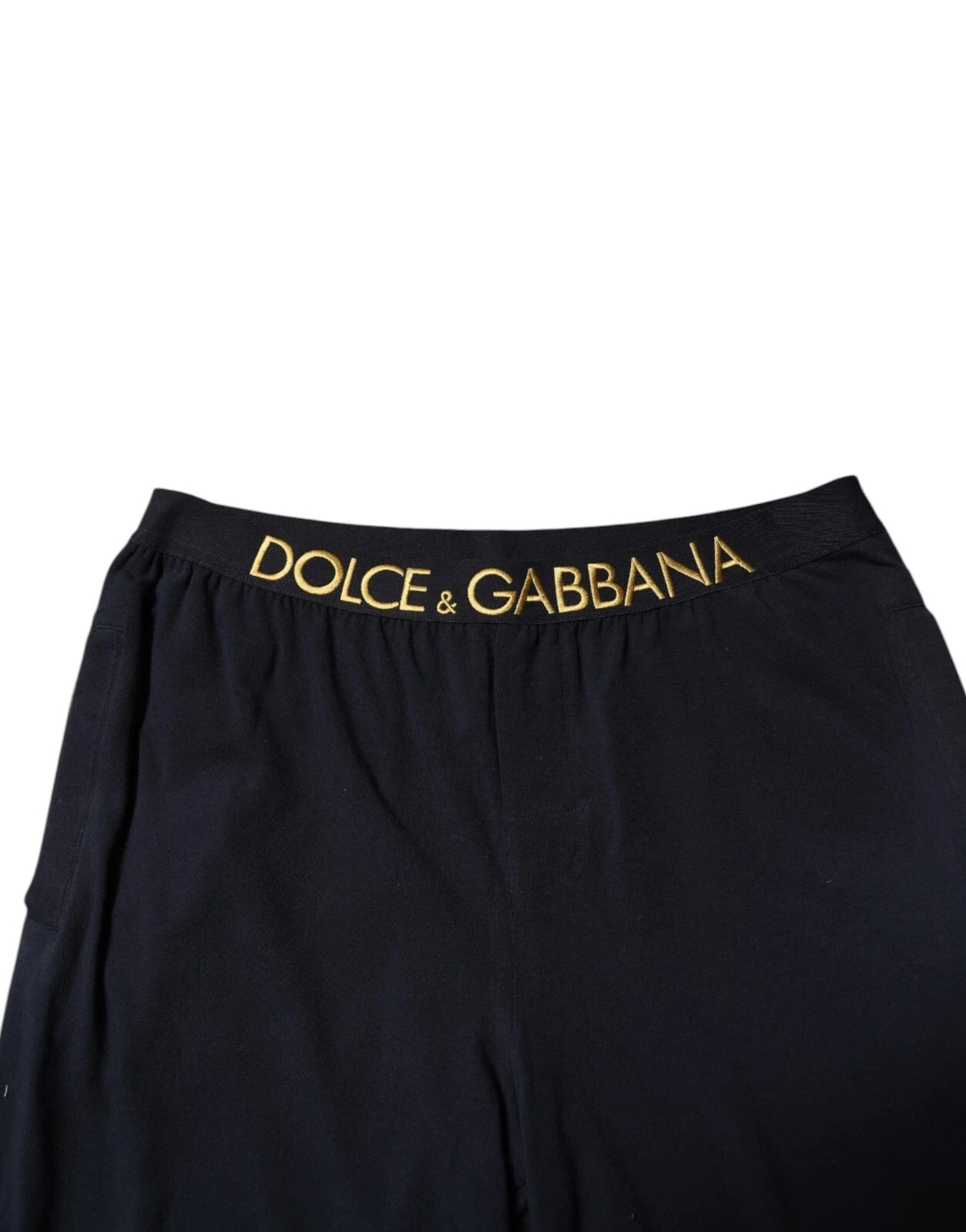 Dolce &amp; Gabbana Black Modal Spandex Straight Logo Trouser Pants