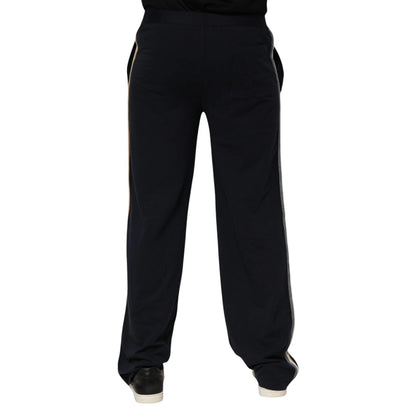 Dolce &amp; Gabbana Black Modal Spandex Straight Logo Trouser Pants