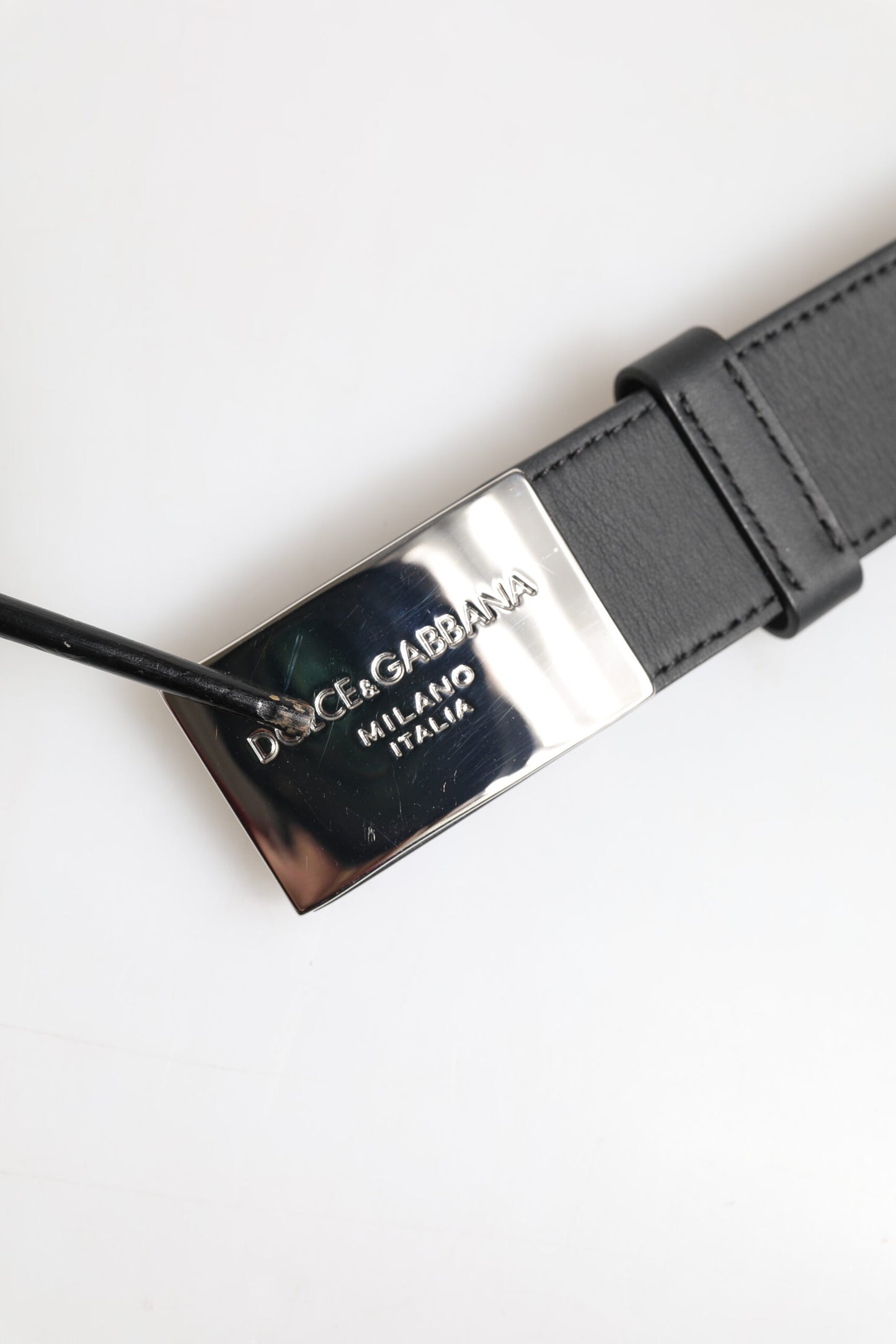 Dolce &amp; Gabbana Black Leather Classic Metal Logo Buckle Belt