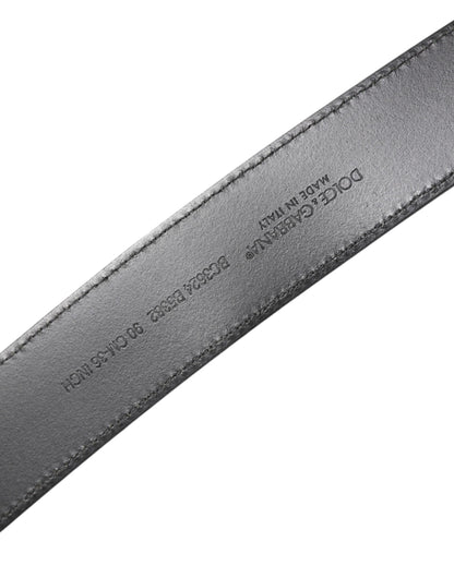 Dolce &amp; Gabbana Black Leather Classic Metal Logo Buckle Belt