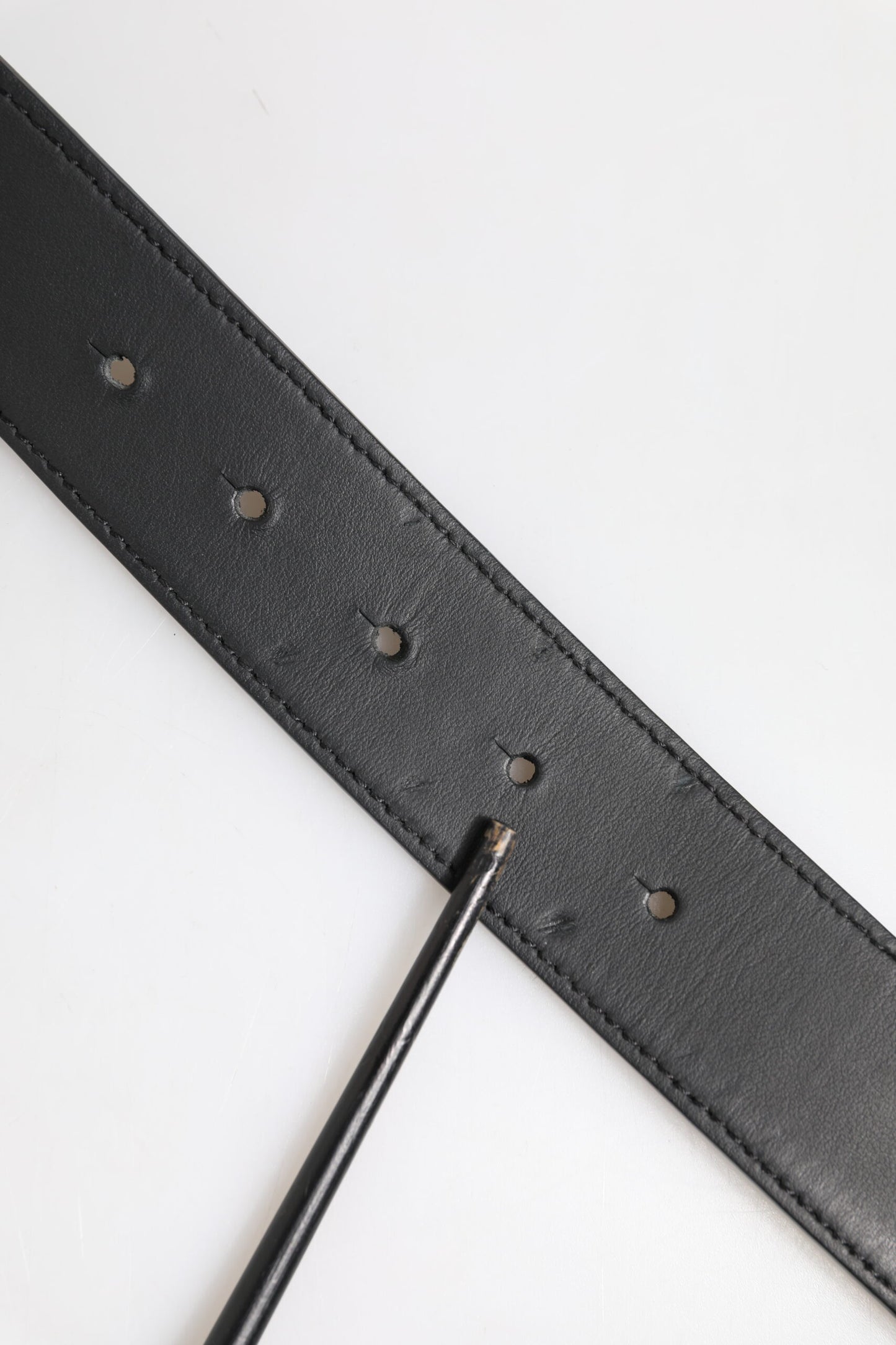 Dolce &amp; Gabbana Black Leather Classic Metal Logo Buckle Belt