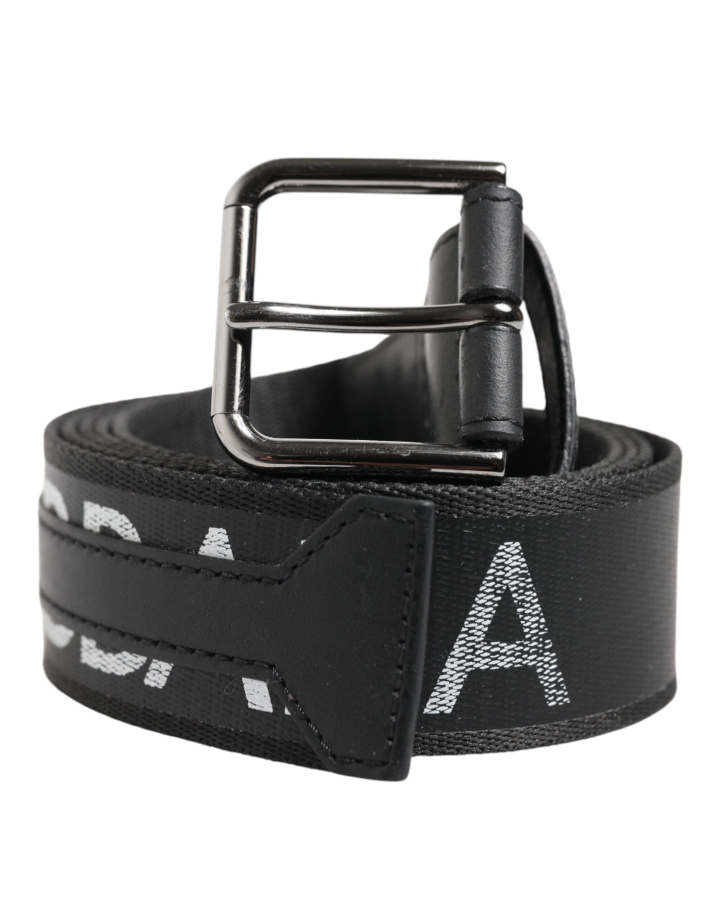 Dolce &amp; Gabbana Black Polyester Leather Metal Buckle Belt