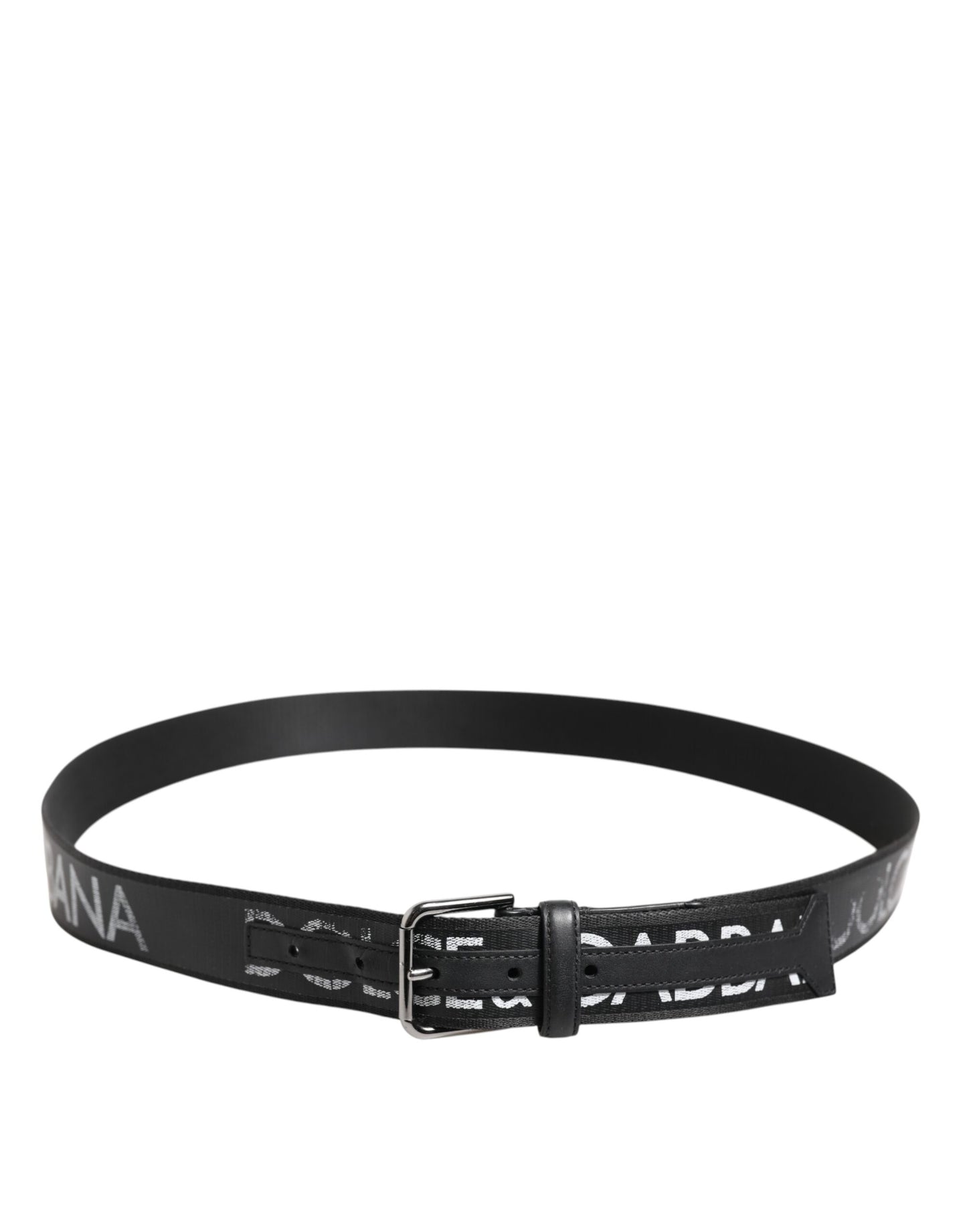 Dolce &amp; Gabbana Black Polyester Leather Metal Buckle Belt