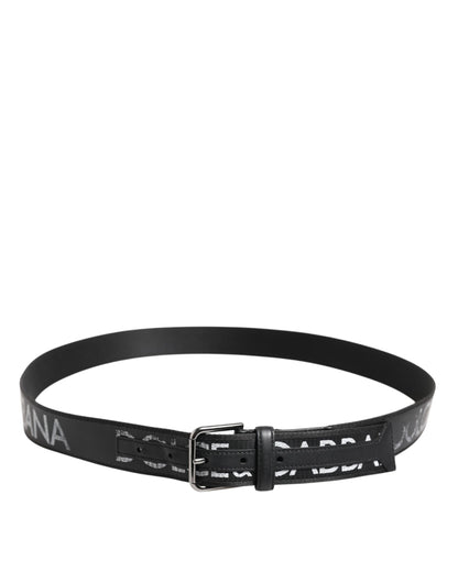 Dolce &amp; Gabbana Black Polyester Leather Metal Buckle Belt
