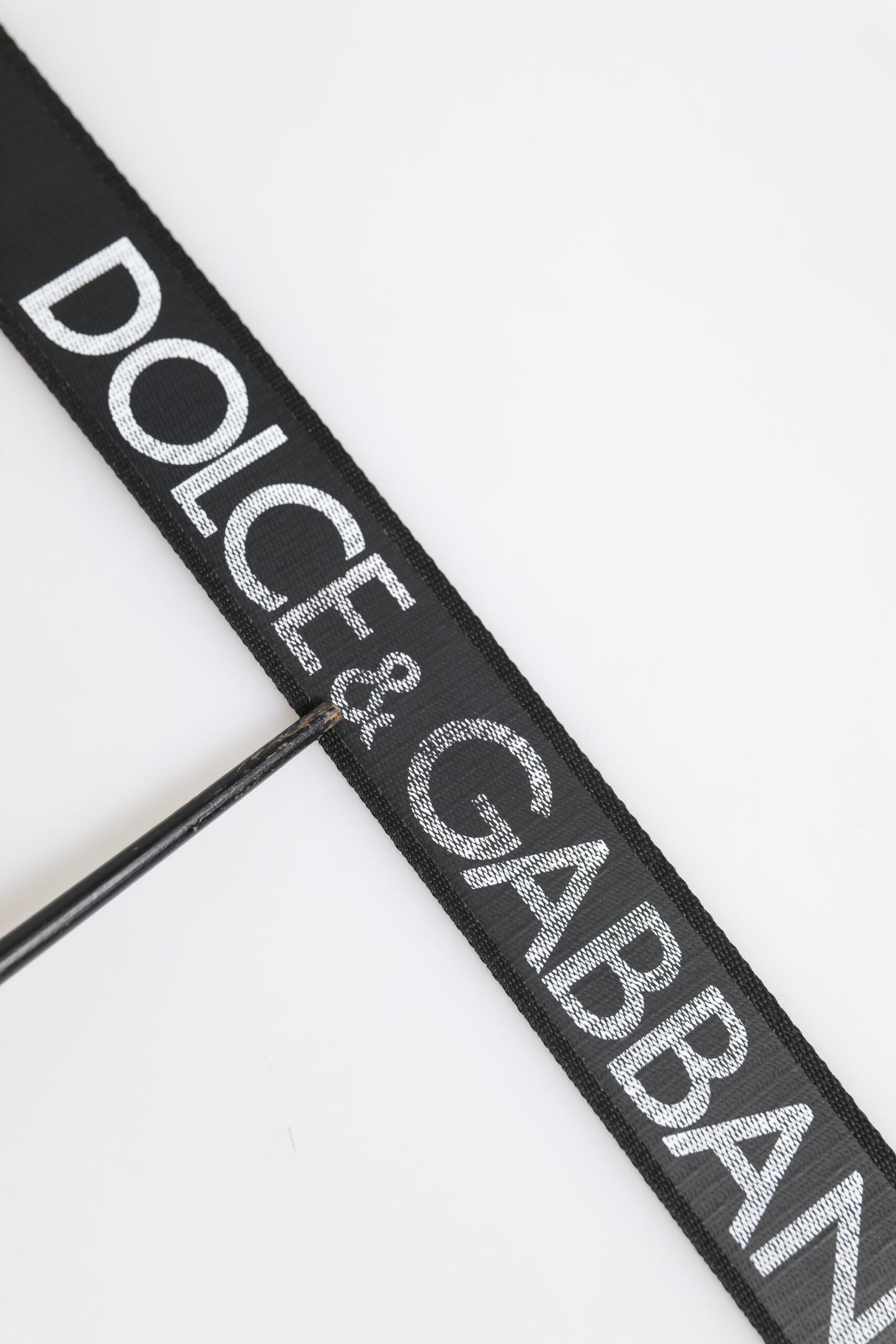 Dolce &amp; Gabbana Black Polyester Leather Metal Buckle Belt