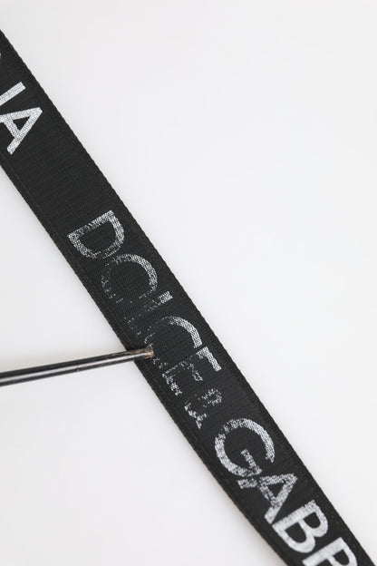 Dolce &amp; Gabbana Black Polyester Leather Metal Buckle Belt