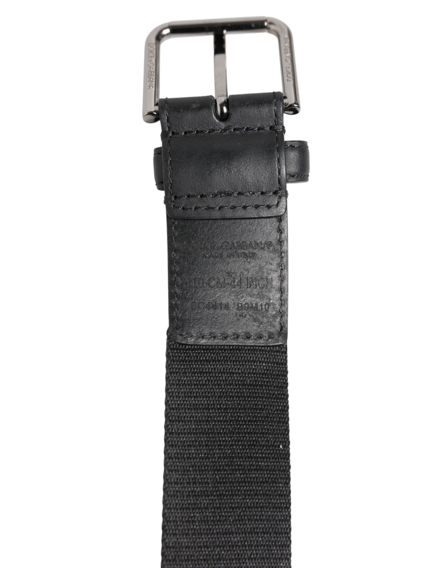 Dolce &amp; Gabbana Black Polyester Leather Metal Buckle Belt