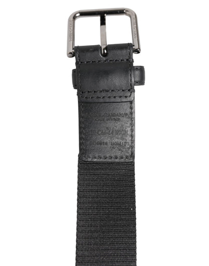 Dolce &amp; Gabbana Black Polyester Leather Metal Buckle Belt