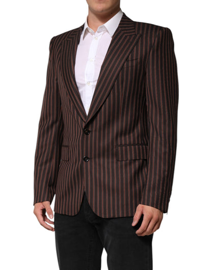 Dolce &amp; Gabbana Black Brown Stripe Single Breasted Blazer