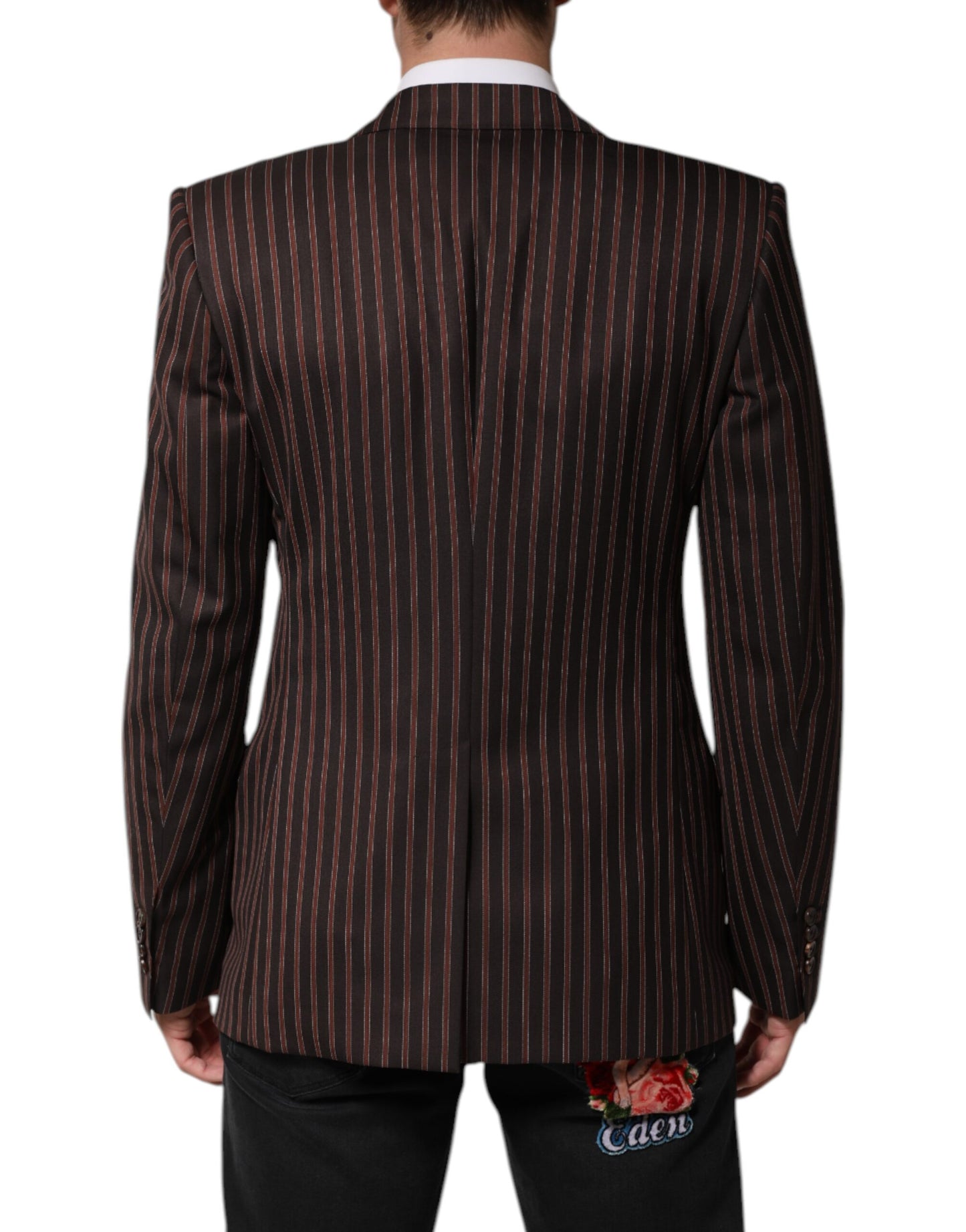 Dolce &amp; Gabbana Black Brown Stripe Single Breasted Blazer
