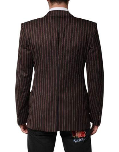 Dolce &amp; Gabbana Black Brown Stripe Single Breasted Blazer