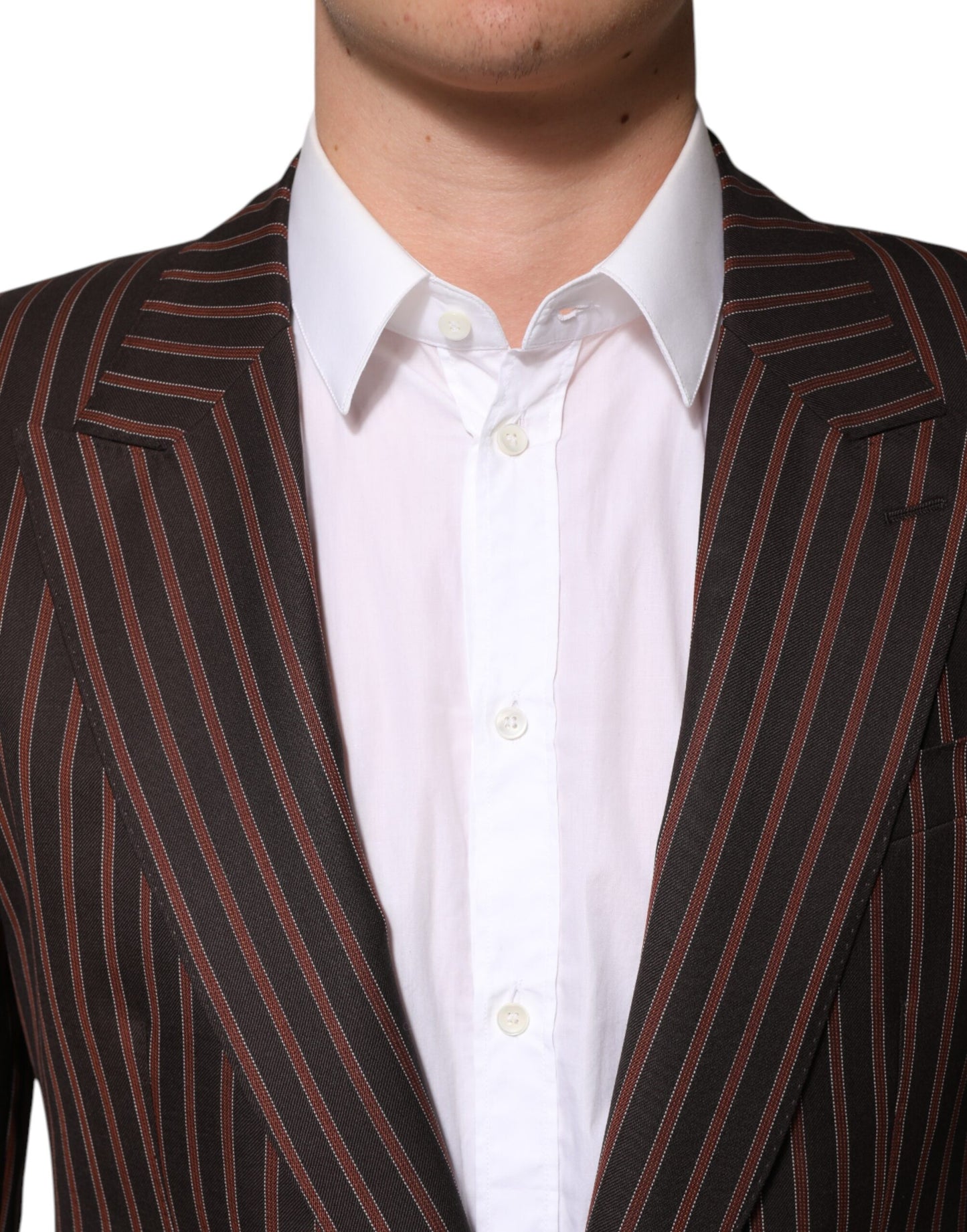 Dolce &amp; Gabbana Black Brown Stripe Single Breasted Blazer