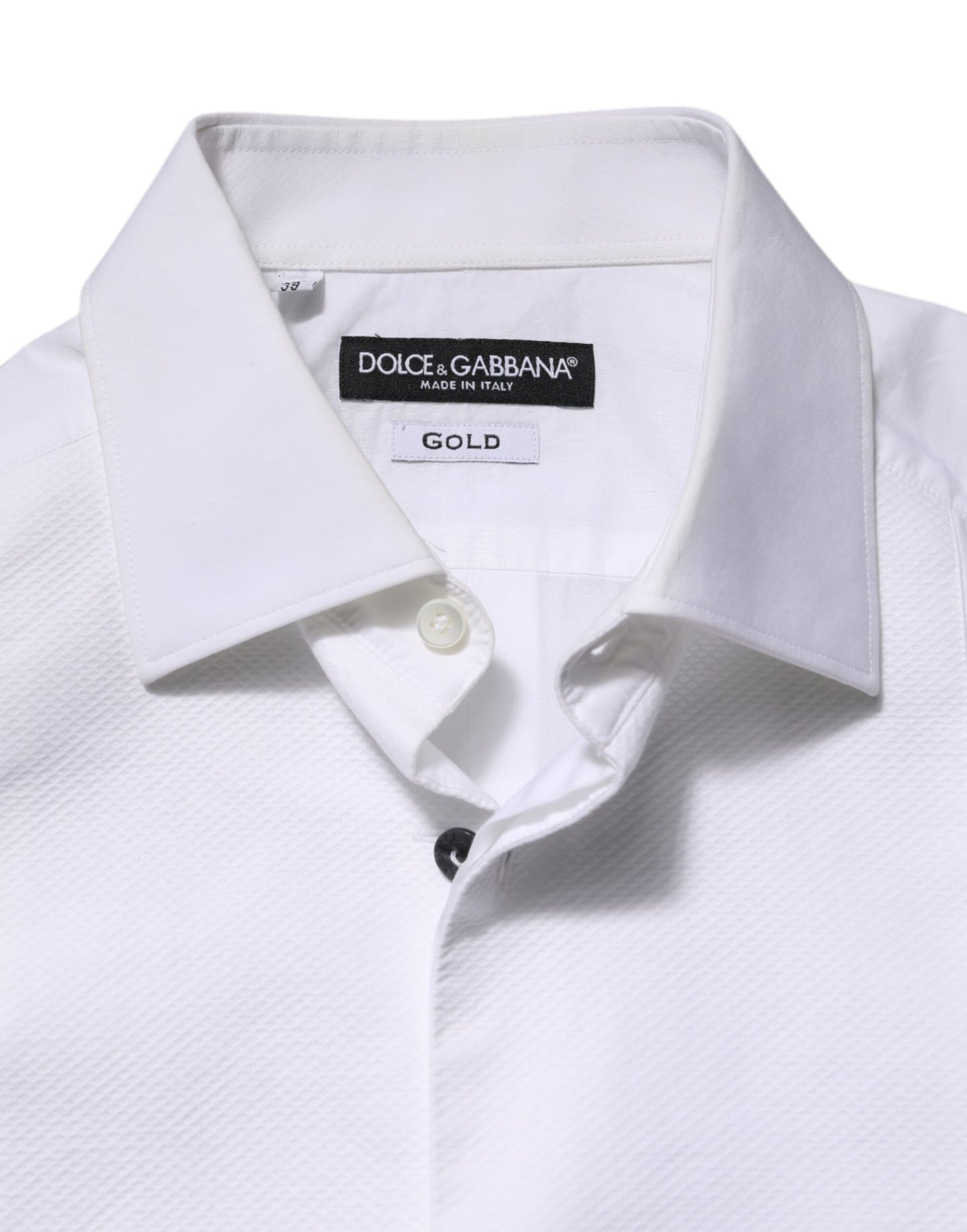Dolce & Gabbana White Bib Cotton Poplin GOLD Men Formal Shirt by Dolce & Gabbana