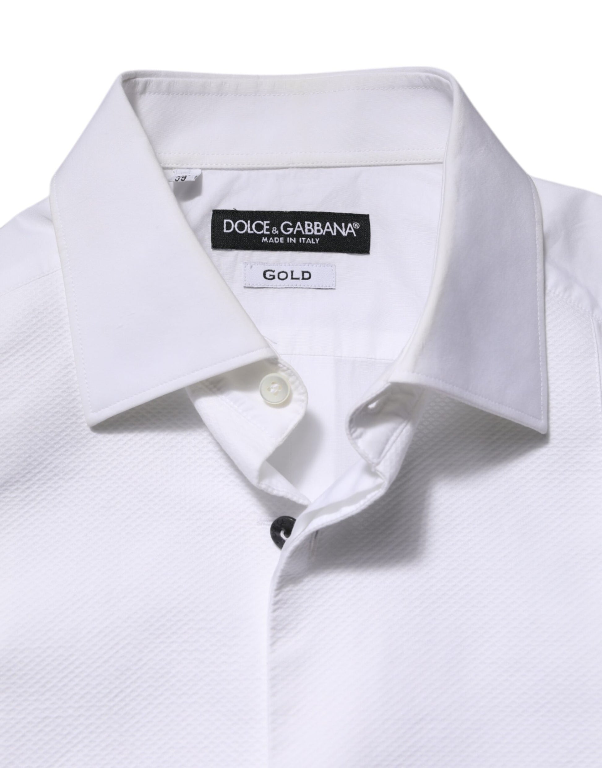 Dolce & Gabbana White Bib Cotton Poplin GOLD Men Formal Shirt by Dolce & Gabbana