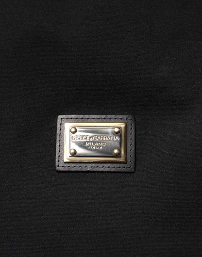 Dolce &amp; Gabbana Black Sleeveless Hooded Logo Plaque Jacket