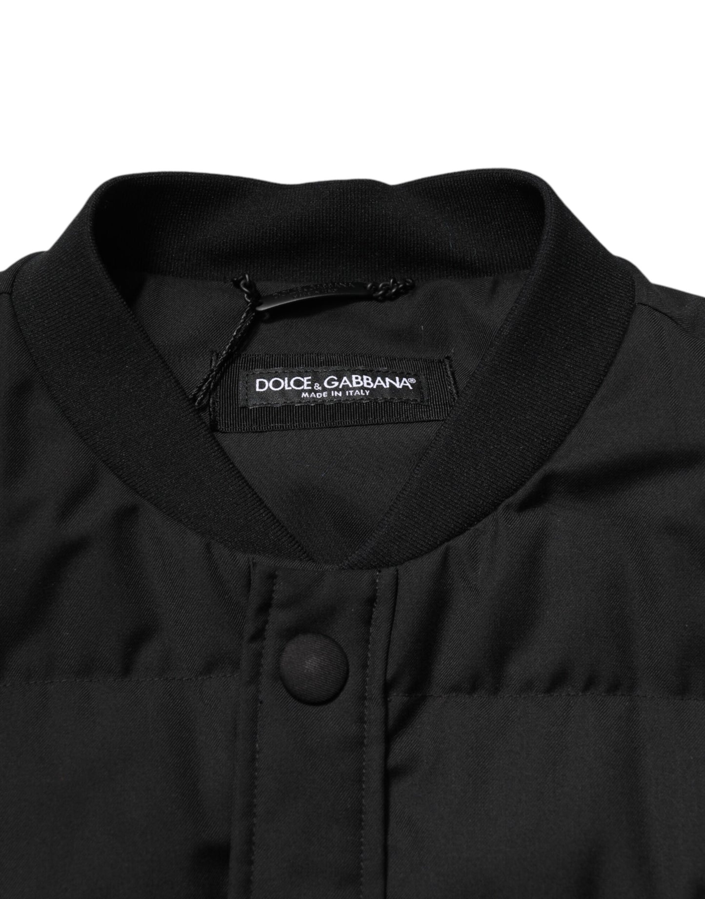 Dolce & Gabbana Black Sleeveless Parka Logo Plaque Jacket by Dolce & Gabbana