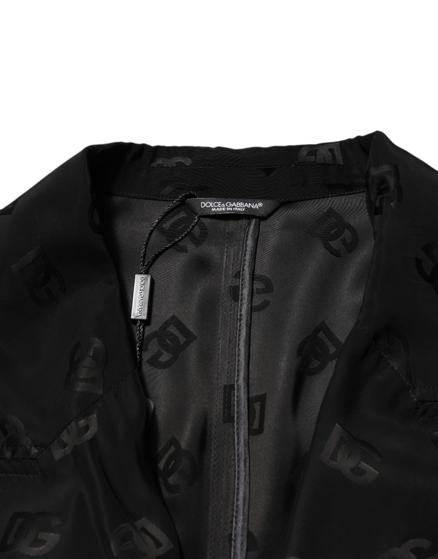 Dolce &amp; Gabbana Black Polyester Logo Monogram Coat Jacket